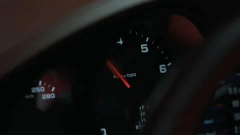 Tachometer red arrow jumping, close-up Stock Footage 166038163