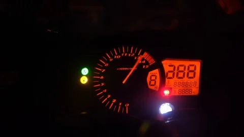 Tachometer in red light showing fast speed Stock Footage 93109295