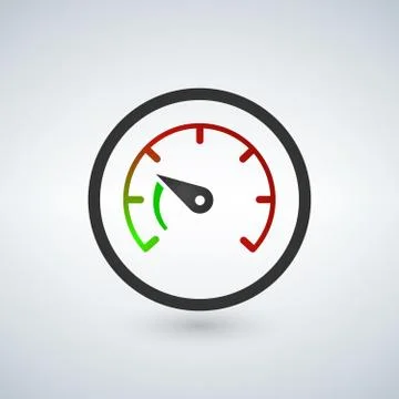 The tachometer, speedometer and indicator icon. Performance measurement symbo Stock Illustration