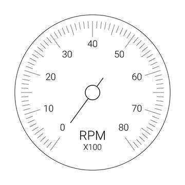 Tachometer vector dial with RPM scale and needle Иллюстрация