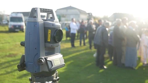 Tachymeter on the construction site Stock Footage 97837849