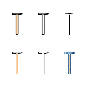 Tack hammer tool color designs icon vector Stock Illustration
