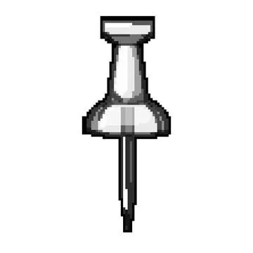 Tack push pin pixel art vector illustration sign Stock Illustration