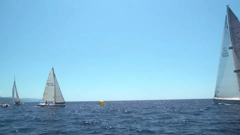 Tack of sailboats Stock Footage 137596362