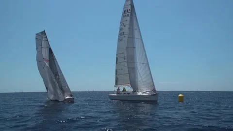 Tack of two sailboats Stock Footage 137596499