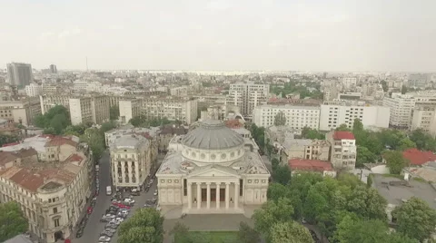 Tacking out shot on The Romanian Atheneum Video stock 63471276