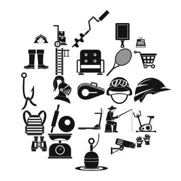 Tackle icons set, simple style Stock Illustration