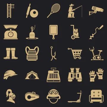 Tackle icons set, simple style Stock Illustration