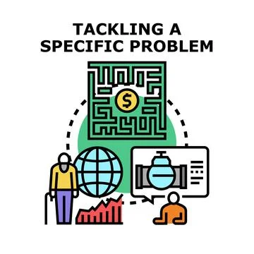 Tackling specific problems in global business solutions Stock Illustration