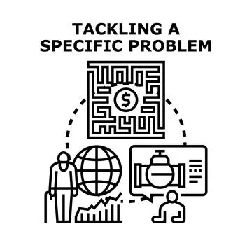 Tackling specific problems in global business solutions Stock Illustration