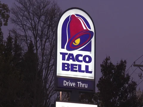 Taco Bell Sign at Dusk Stock Footage 82094055