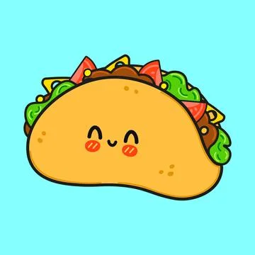 Taco character. Vector hand drawn cartoon kawaii character illustration ico.. Stock Illustration