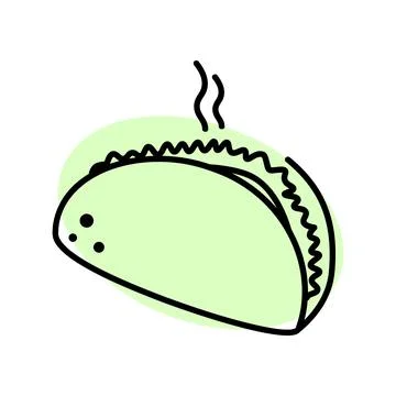 Taco flat icon. Pictogram for web. Line stroke. Isolated on white background. Stock Illustration
