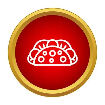 Taco food icon on red button with gold outline Stockillustratie