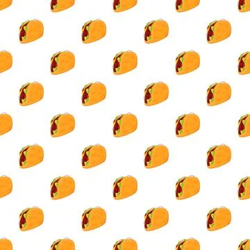 Taco food seamless pattern on white background Stock Illustration
