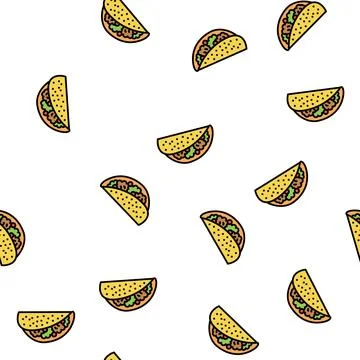 Taco food vector seamless pattern Stock Illustration