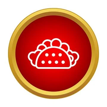 Taco icon on red button with gold border Illustrazione stock