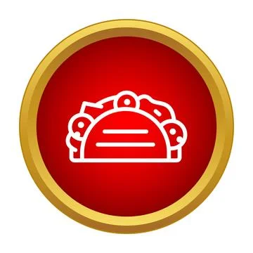 Taco logo icon in red circle frame Stock Illustration