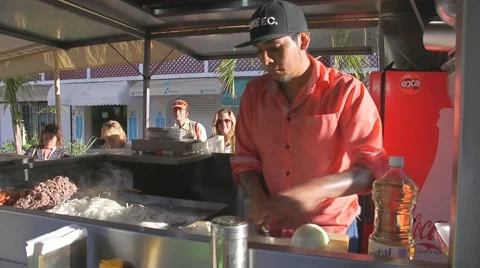 Taco Making just off the Malecon (Broadwalk) in Puerto Vallarta, Mexico Stock-Footage 50090905