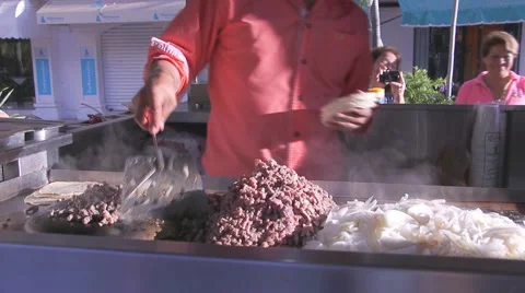 Taco Making just off the Malecon (Broadwalk) in Puerto Vallarta, Mexico Stock Footage 50110482