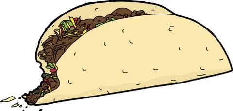 Taco with missing bite Stock Illustration