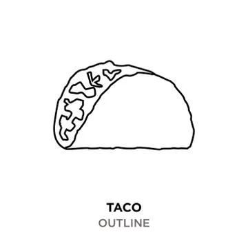 Taco outline on white background Stock Illustration