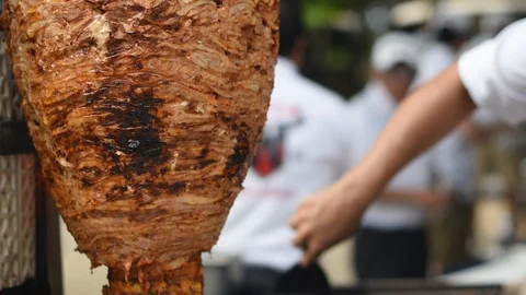 TACOS AL PASTOR Close up Stock Footage 128096254