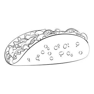 Tacos in a thin line. Vector on a white background Stock Illustration