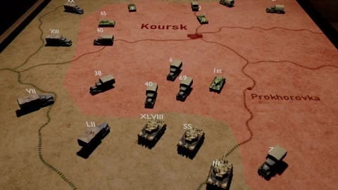 Tactic plan of koursk's battle 3D animation Vídeos de archivo 334796977