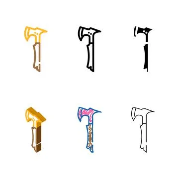 Tactical axe hatchet color icon vector designs イラスト素材