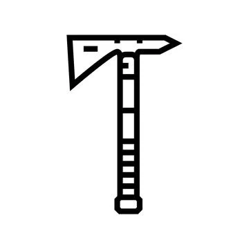 Tactical axe hatchet line icon vector illustration Stock Illustration