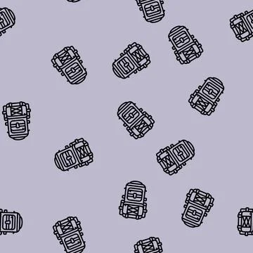 Tactical backpack straps and buckles line seamless pattern Stock Illustration