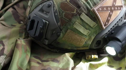 Tactical Bulletproof Helmet Stock Footage 61425182