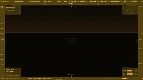 Tactical cockpit HUD interface with flight telemetry target tracking and we.. Stock Footage 334093419
