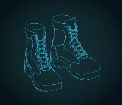 Tactical combat boots technical drawing 스톡 일러스트