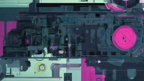 Tactical data panel with neon flickers and lines Stock Footage 309543234