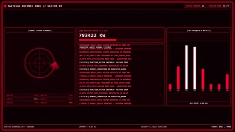 Tactical Defense Node Cyber Security Dashboard Animation. Stock Footage 345718543