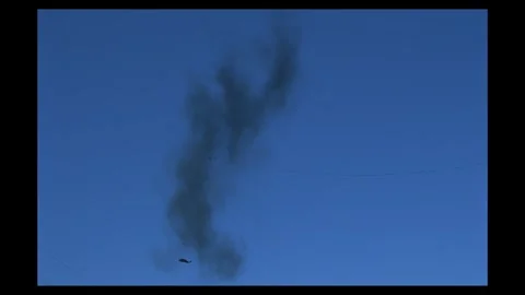 Tactical Flak Smoke Explosion Compositing Element On Blue Background Stock Footage 335943081