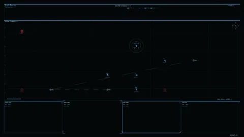 Tactical fleet command interface with sector map telemetry data and ship tr.. Stock Footage 334113250