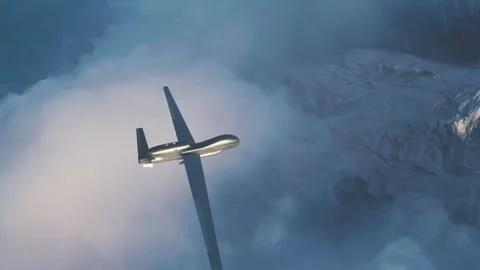 Tactical jet engine military drone on a combat mission. UAV Video stock 264844544