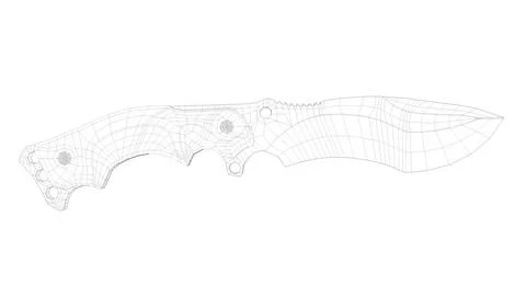 Tactical Knife Side View00 Low Wireframe Stock Illustration