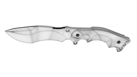 Tactical Knife Side View03 High Wireframe Stock Illustration