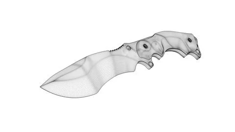Tactical Knife Side View05 High Wireframe Stock Illustration