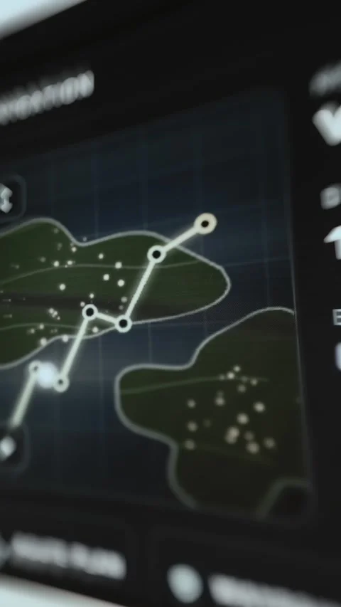 Tactical Navigation Map With Route Nodes And Coastline 4K Stock Footage 341843144