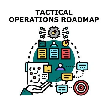 Tactical operations roadmap planning and strategic goal achieving Stock Illustration