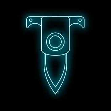 Tactical push dagger weapon neon glowing icon Stock Illustration