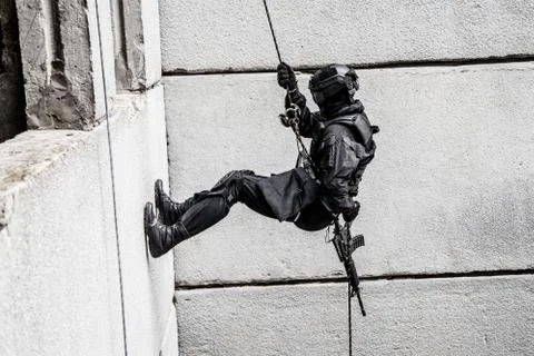 Tactical rappeling Stock Photos