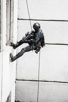 Tactical rappeling Stock Photos