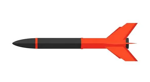 Tactical red and black rocket projectile illustration featuring long slende.. Stock Illustration