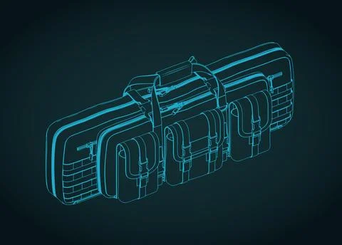 Tactical rifle case isometric blueprint Stock Illustration